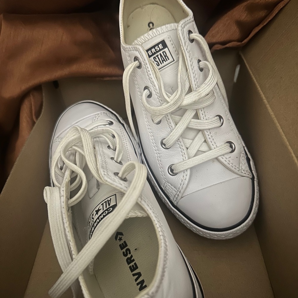 Converse Kids' Classic White Sneakers pre- owned. Worn a few times.